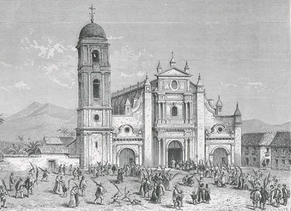 Iglesia de San Pedro, Catedral de Cali, Libro 'Geografía pintoresca de Colombia', Barclay. Charles Saffray, 1833-1890. Biblioteca Nacional.