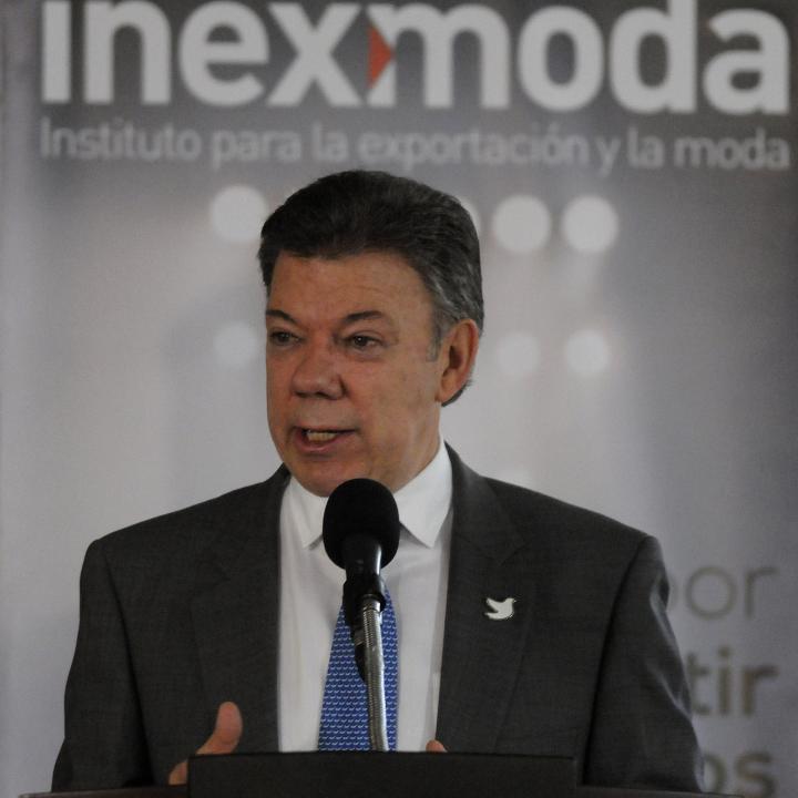 El presidente Juan Manuel Santos durante la inauguración de Colombiamoda 2014. Foto: EFE/Luis Eduardo Noriega