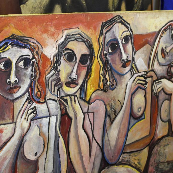 Detalle de la obra "Mujeres", de Geoffrey Mukasa, una de las obras de 51 artistas de África Oriental que han sido vendidas por unos 200.000 dólares en la segunda edición de la única subasta de arte africano contemporáneo que se celebra en Kenia. Foto: EFE/Alicia Alamillos