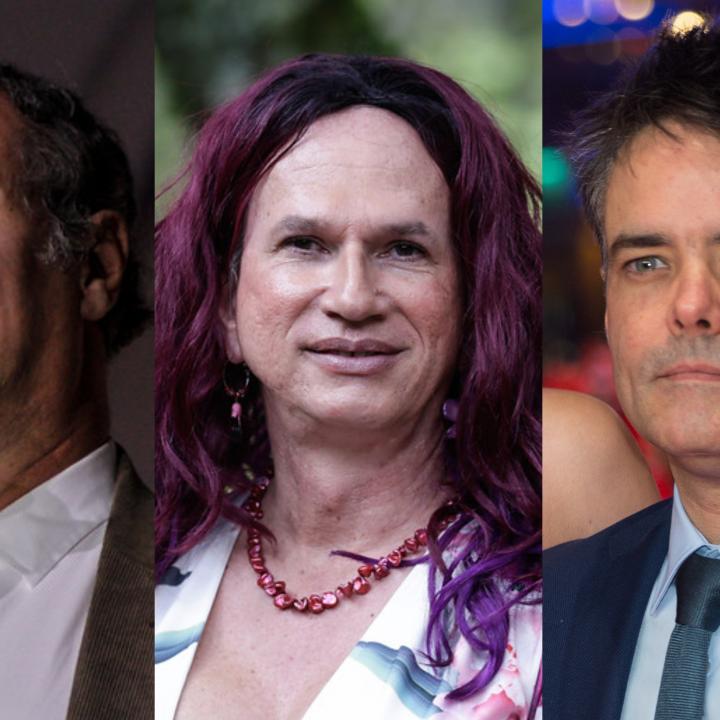 De izquierda a derecha: Víctor Gaviria, Brigitte Baptiste (fotos: Colprensa) y Sebastián Leilo (crédito foto: Martin Kraft, Sebastián Lelio (Berlinale 2017) (cropped), CC BY-SA 3.0.