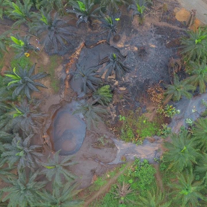 Manchas de petróleo registradas en la Lizama 158. Foto: Cortesía Comunidad de la Lizama.