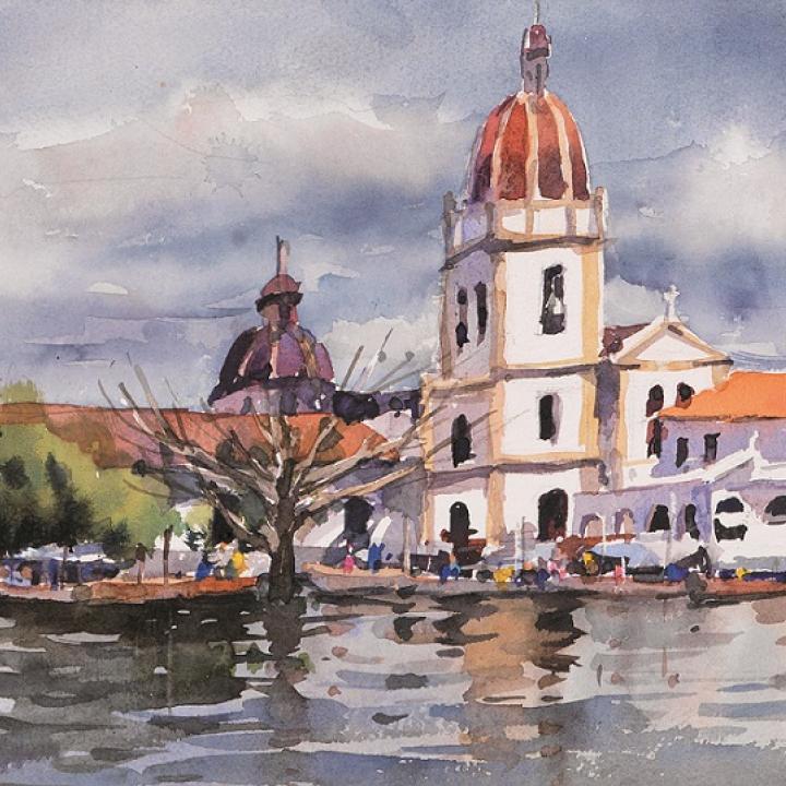 Paisaje de Mompox (Bolívar) junto al río Magdalena. Obra de Song Xinru. Foto: Colprensa
