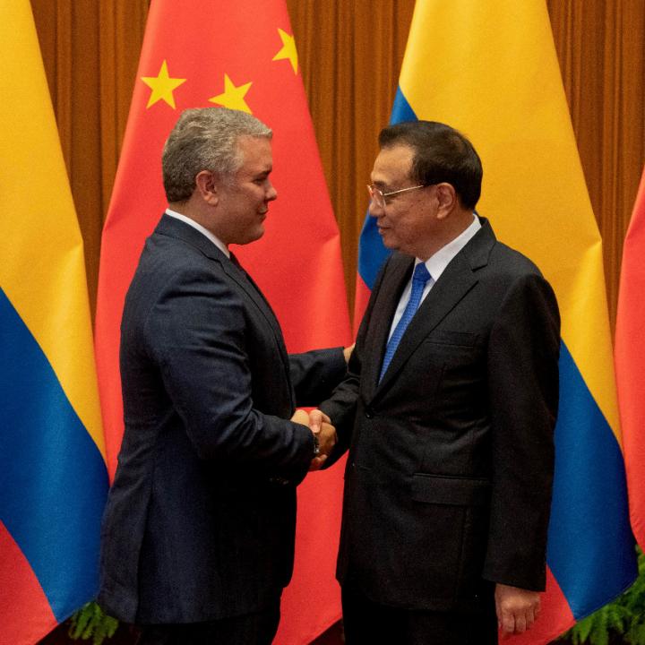 Presidente Iván Duque y su homólogo chino Xi Jinping. Foto: Presidencia.
